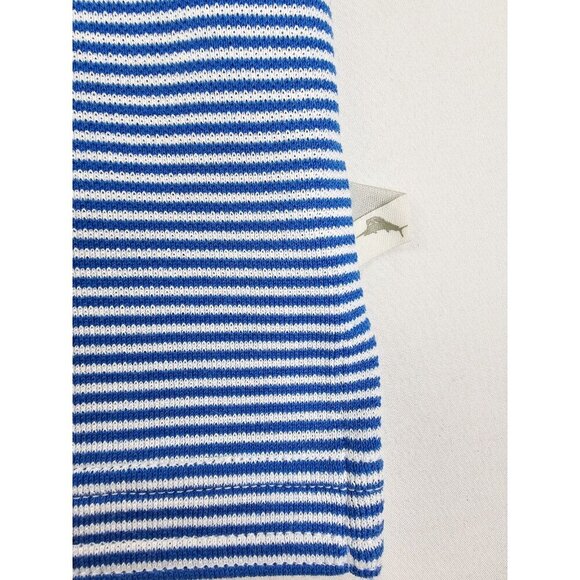 Tommy Bahama Size Large Men Blue White Stripe Embroidered Logo Short Sleeve Polo - Picture 7 of 11